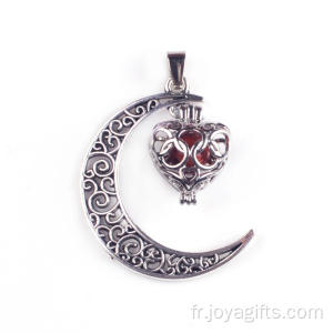 Cornaline Gemstone Moon - Collier avec pendentif en argent plaqué